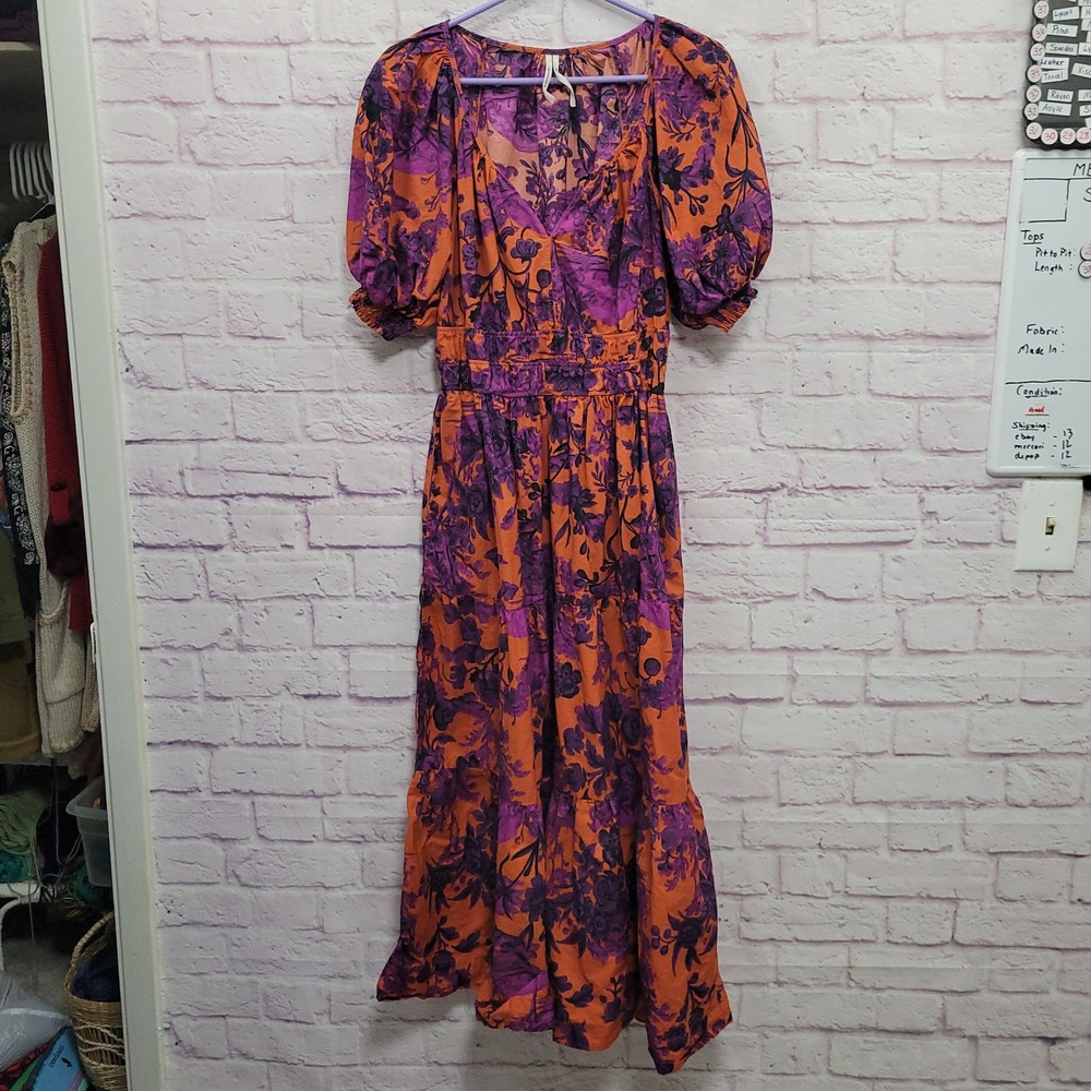 Anthropologie Floral Somerset Maxi Dress M Puff Sleeve Cottagecore Prairie Boho